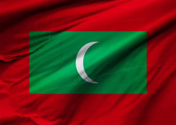 Σημαία Της Δημοκρατίας Των Μαλδίβων Που Φυσάει Στον Άνεμο Σύνθεση — Φωτογραφία Αρχείου