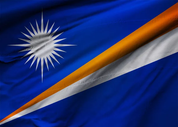 Die Flagge Der Republik Marshallinseln Weht Wind Hintergrundtextur Majuro Illustration — Stockfoto
