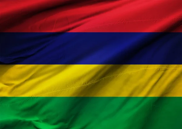 Republic Mauritius Flag Blowing Wind Background Texture Port Louis Illustration — Stock Photo, Image