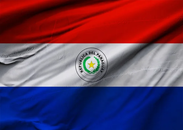 Bandeira República Paraguai Soprando Vento Textura Fundo Assine Ilustração Render — Fotografia de Stock