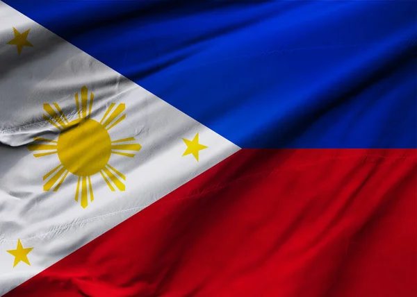 Republic Philippines Flag Blowing Wind Background Texture Manila Metro Manila — Stock Photo, Image