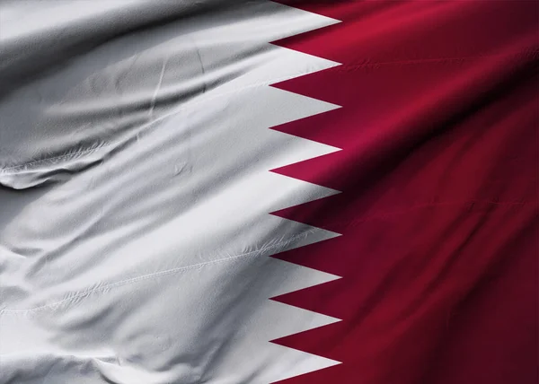 Stát Katarská Vlajka Vlaje Větru Struktura Pozadí Dauhá Ilustrace Vykreslení — Stock fotografie