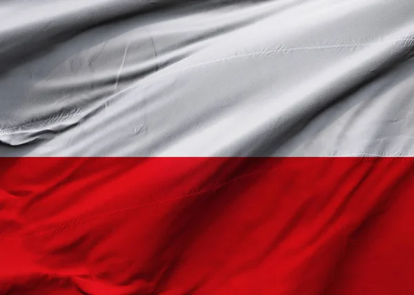 Σημαία Της Δημοκρατίας Της Πολωνίας Που Φυσάει Στον Άνεμο Σύνθεση — Φωτογραφία Αρχείου