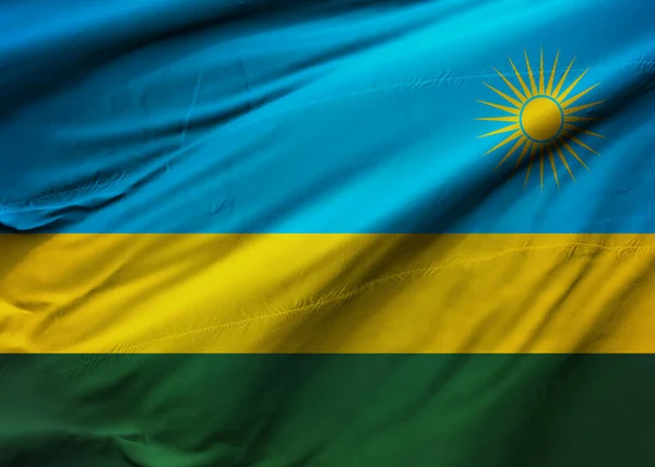 Bandiera Della Repubblica Del Ruanda Soffia Nel Vento Struttura Dello — Foto Stock