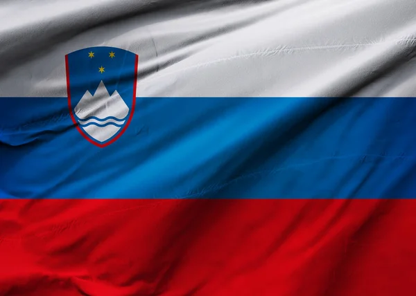 Republic Slovenia Flag Blowing Wind Background Texture Ljubljana Illustration Render — Stock Photo, Image