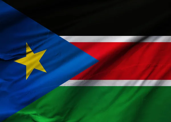 Bandiera Della Repubblica Del Sud Sudan Che Soffia Nel Vento — Foto Stock