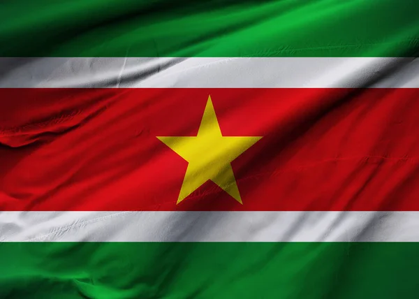 Bandiera Della Repubblica Del Suriname Che Soffia Nel Vento Struttura — Foto Stock