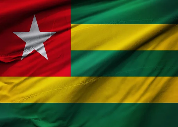 Repubblica Togolese Bandiera Che Soffia Nel Vento Struttura Dello Sfondo — Foto Stock