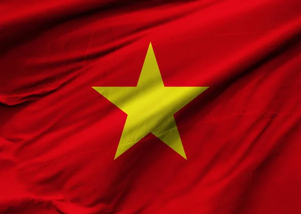 Drapeau République Socialiste Vietnam Soufflant Dans Vent Texture Fond Hanoi — Photo