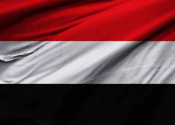 Republiken Jemen Flagga Som Blåser Vinden Bakgrundskonsistens Sana Aden Illustration — Stockfoto