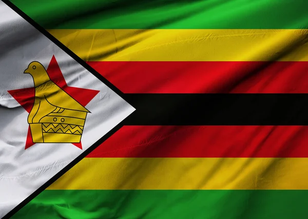 Республіка Зімбабве Прапором Який Віє Вітрі Фонова Текстура Хараре Ілюстрація — стокове фото