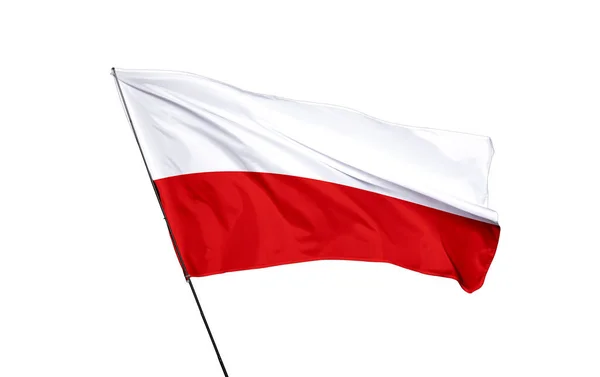 Bandera República Polonia Soplando Viento Textura Fondo Varsovia Ilustración Renderizado —  Fotos de Stock