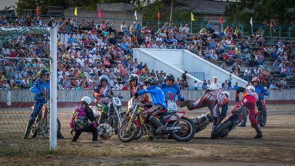 Voznesensk Ucrania Septiembre 2015 Motoball Episodio Del Partido Campeonato Ucrania —  Fotos de Stock