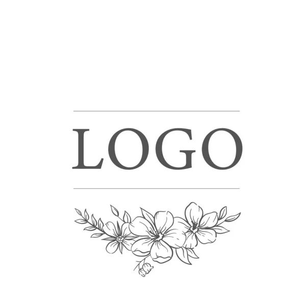 Dibujo Línea Flores Vector Ilustración Minimalista Dibujado Mano Logotipo — Vector de stock