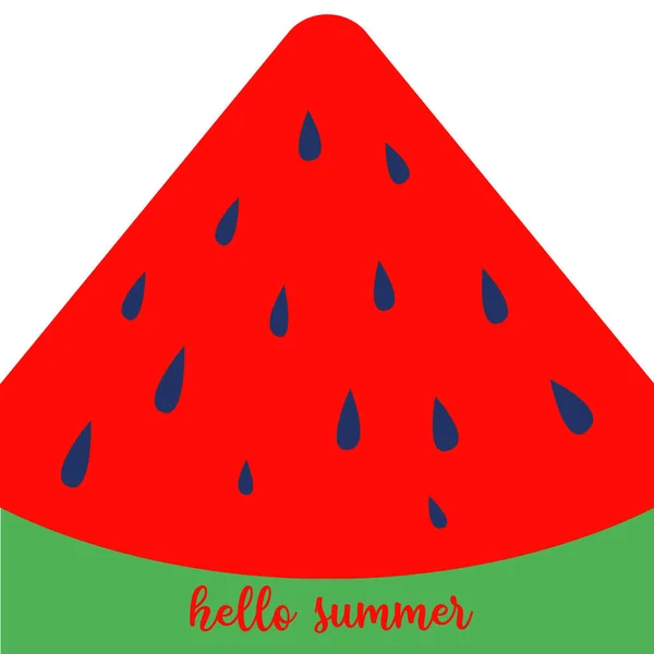 Hello Summer Felirat Háttérben Görögdinnye Nyári Zászló — Stock Vector