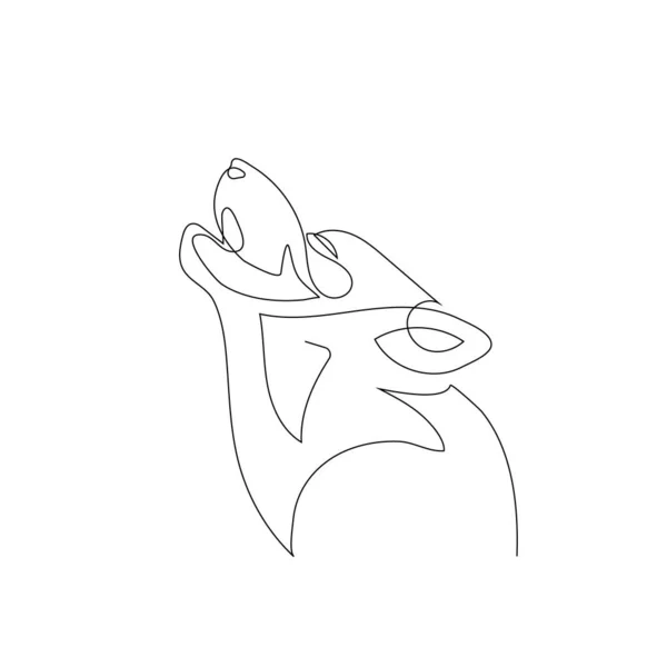 Dog Wolf One Line Drawing Continuous Line Animal Vector Logo — ストックベクタ