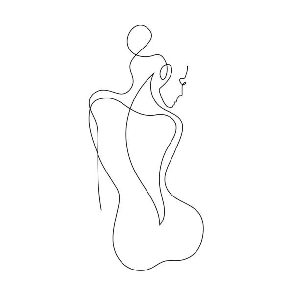 Çıplak Kadın Soyut Siluet Sürekli Çizgi Çizimi Küçük Dövme Kıyafet — Stok Vektör