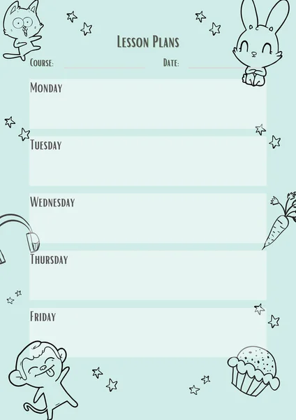 Lesson Plans Work Schedule Whole Week School Stationery Checklist Organiser — Stock Photo, Image