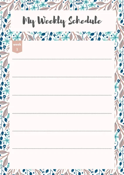 Weekly Schedule Planner Organiser Schedule Place Notes List Template Design — Stock Photo, Image