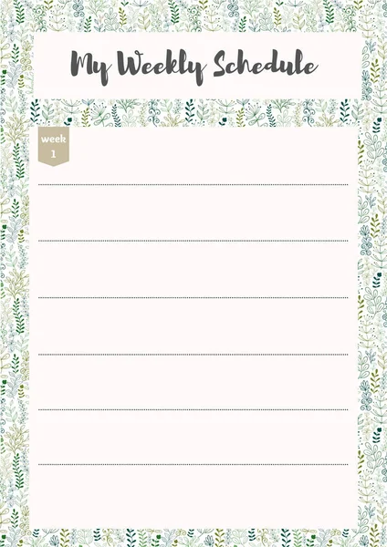 Weekly Schedule Planner Organiser Schedule Place Notes List Template Design — Stock Photo, Image