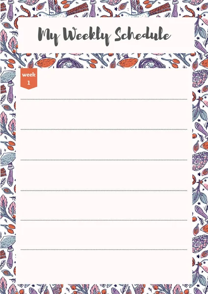 Weekly Schedule Planner Organiser Schedule Place Notes List Template Design — Stock Photo, Image