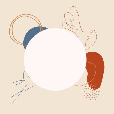 Modern kolaj tarzında asgari soyut organik şekillere sahip güzel pastel sosyal medya afişi şablonu