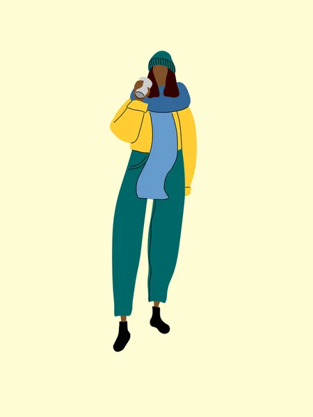 Стильная Девушка Модной Одежде Женщина Моды Иллюстрация Моды Векторная Уличная — стоковый вектор