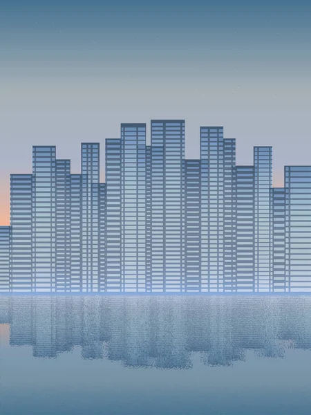 Vector Fondo Abstracto Gran Ciudad Con Techos Ventanas Niebla Del — Archivo Imágenes Vectoriales