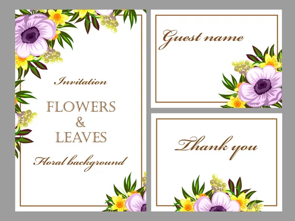 Delicato invito con fiori — Vettoriale Stock