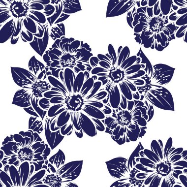 Çiçek arka plan ile mavi desen