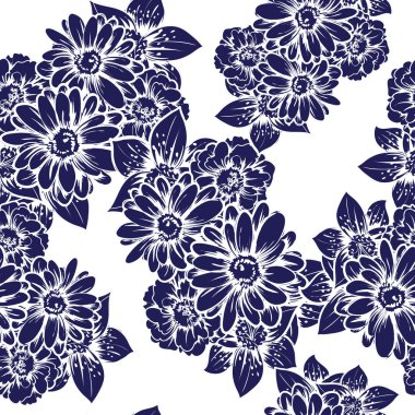 Çiçek arka plan ile mavi desen