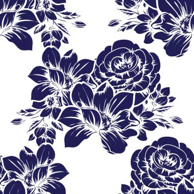 Çiçek arka plan ile mavi desen