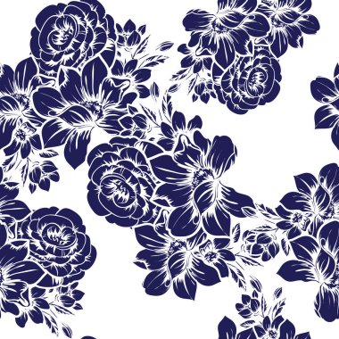 Çiçek arka plan ile mavi desen