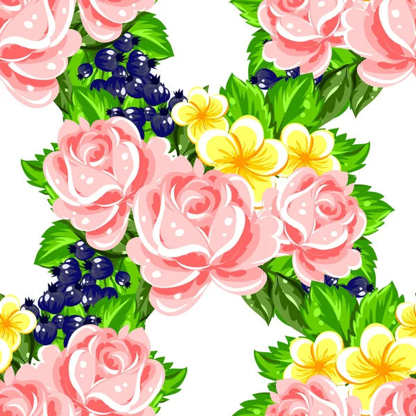 Elegancia Fondo sin costuras con flor — Vector de stock