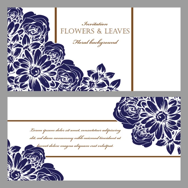 Davetiyeler için mavi çiçekler bahar — Stok Vektör