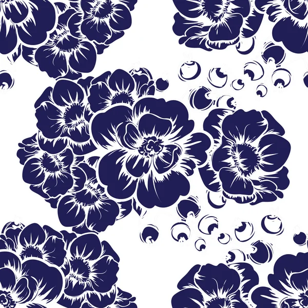 Синий узор на цветочном фоне — стоковый вектор