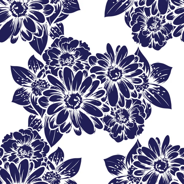 Niebieski wzór kwiatowy tła — Wektor stockowy