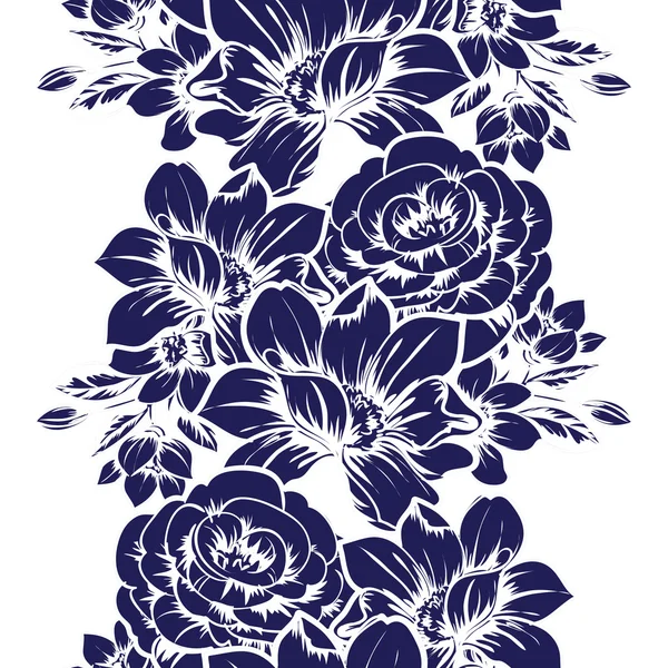 Blauwe patroon met florale achtergrond — Stockvector