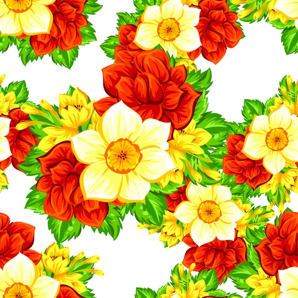Textura sin costuras con flores — Archivo Imágenes Vectoriales