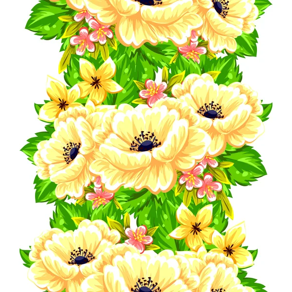 花とのシームレスなテクスチャ — ストックベクタ