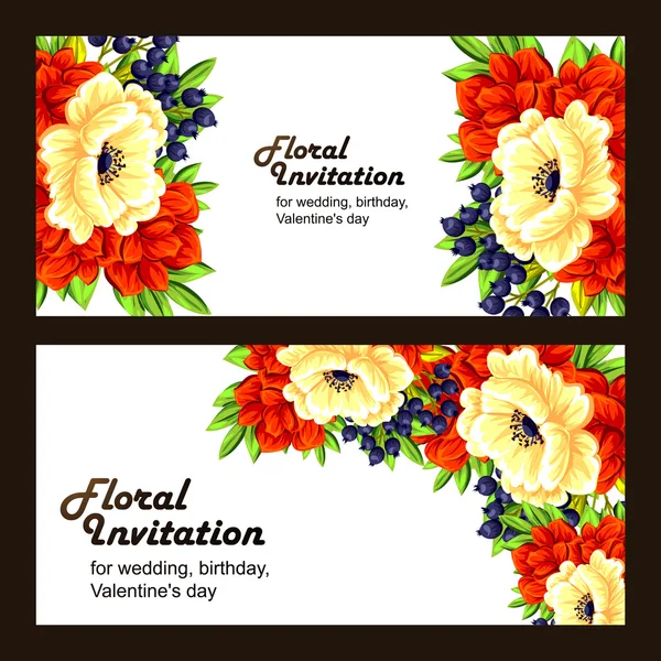 Delicate invitation with flowers — Stock Vector