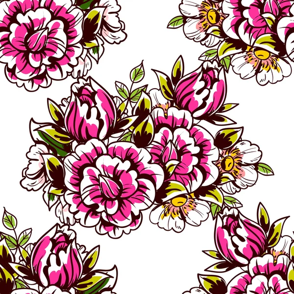 Texture sans couture avec fleurs — Image vectorielle