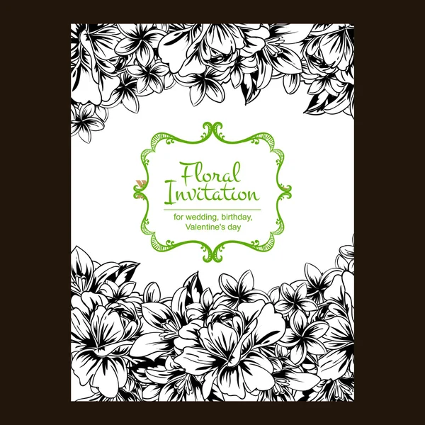 Accueil noir et blanc invitation de mariage — Image vectorielle