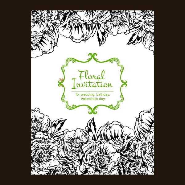 Accueil noir et blanc invitation de mariage — Image vectorielle