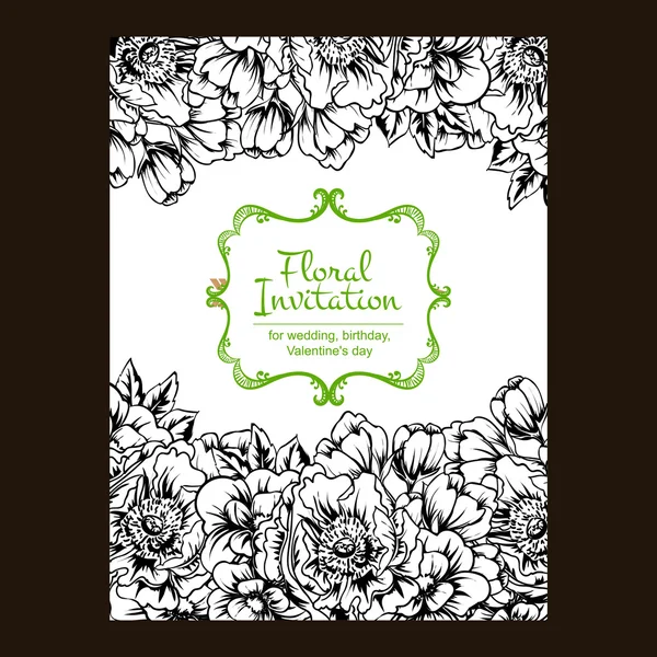 Invitación de boda de saludo en blanco y negro — Vector de stock