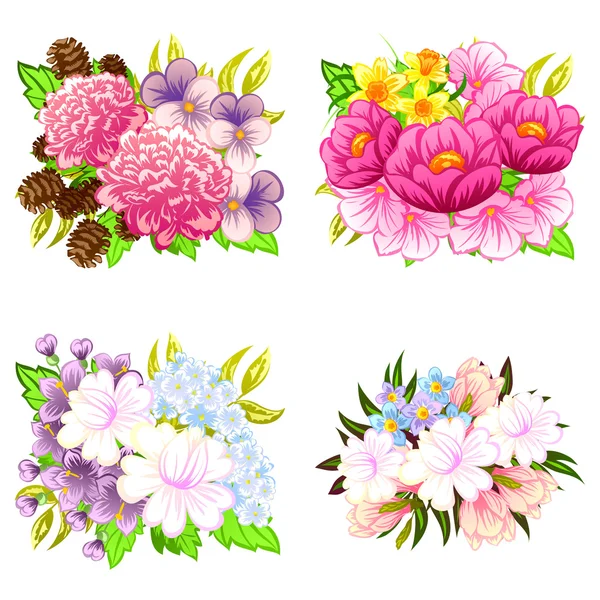 Flower bouquets set — Stock Vector