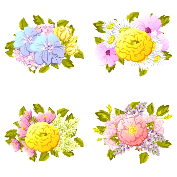 Flower bouquets set — Stock Vector