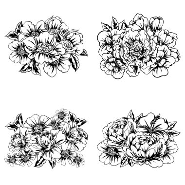 Çiçek buketleri seti