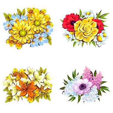 Çiçek buketleri seti