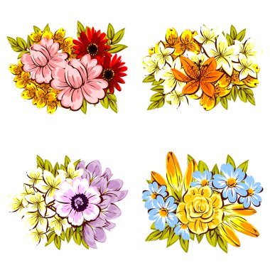 Çiçek buketleri seti